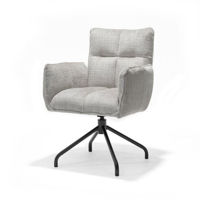 RV Design Draaibare eetkamerstoel Nova met armleuningen en pocketvering – Cremona Naturel