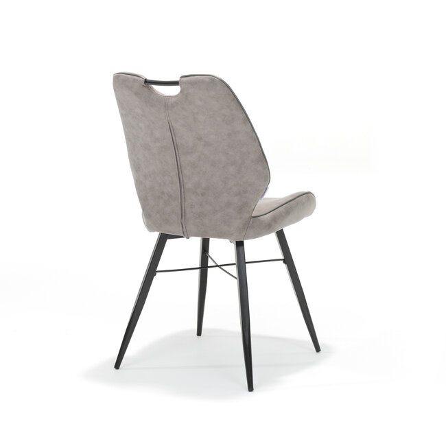 RV Design Eetkamerstoel Quattro soft stof Pebble – zwart metalen frame