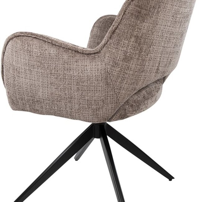 Brooz Draaibare eetkamerstoel Alicia met armleuningen en spinpoot – Cremona stof Fur (set van 2)