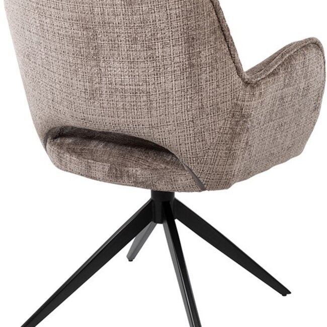 Brooz Draaibare eetkamerstoel Alicia met armleuningen en spinpoot – Cremona stof Fur (set van 2)