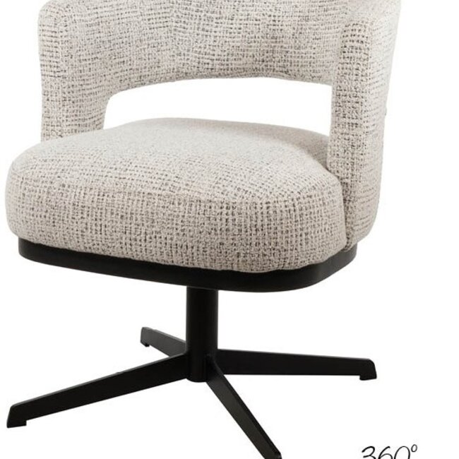 Draaibare eetkamerstoel Bruce met armleuningen – Cremona stof Coco - Salt'n Pepper