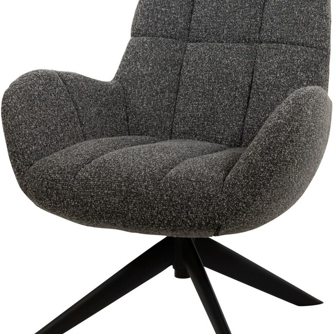 Brooz Luxe draaifauteuil Elvis – antraciet Monet stof met armleuningen en 360° draaifunctie