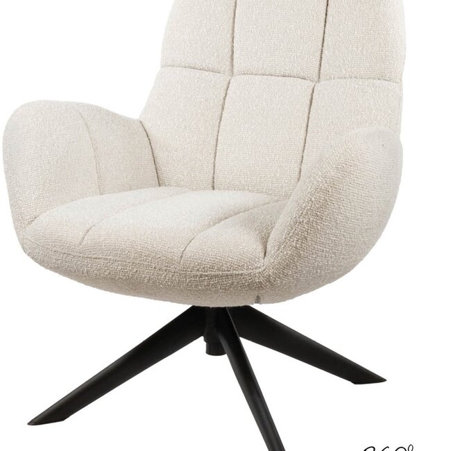 Brooz Luxe draaifauteuil Elvis – Pearl Monet stof met armleuningen en 360° draaifunctie