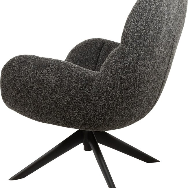 Brooz Luxe draaifauteuil Elvis – antraciet Monet stof met armleuningen en 360° draaifunctie