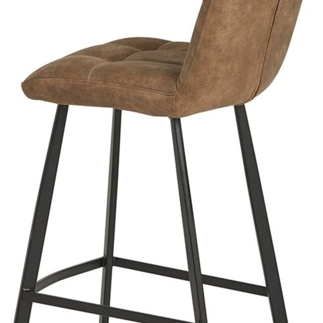 Brooz Industriële barkruk Bolero – Cowboy stof Stone met zwart frame