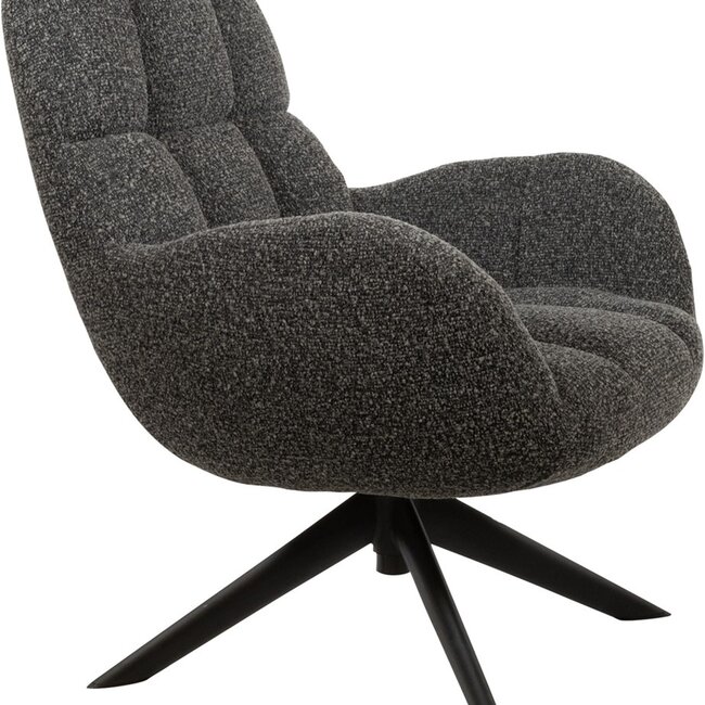 Brooz Luxe draaifauteuil Elvis – antraciet Monet stof met armleuningen en 360° draaifunctie