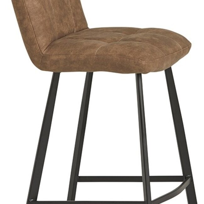 Brooz Industriële barkruk Bolero – Cowboy stof Stone met zwart frame