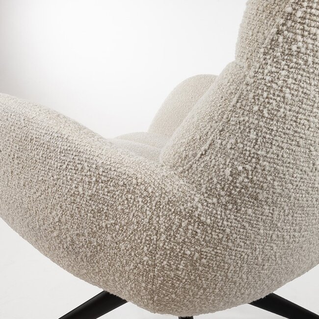 Brooz Luxe draaifauteuil Elvis – Pearl Monet stof met armleuningen en 360° draaifunctie