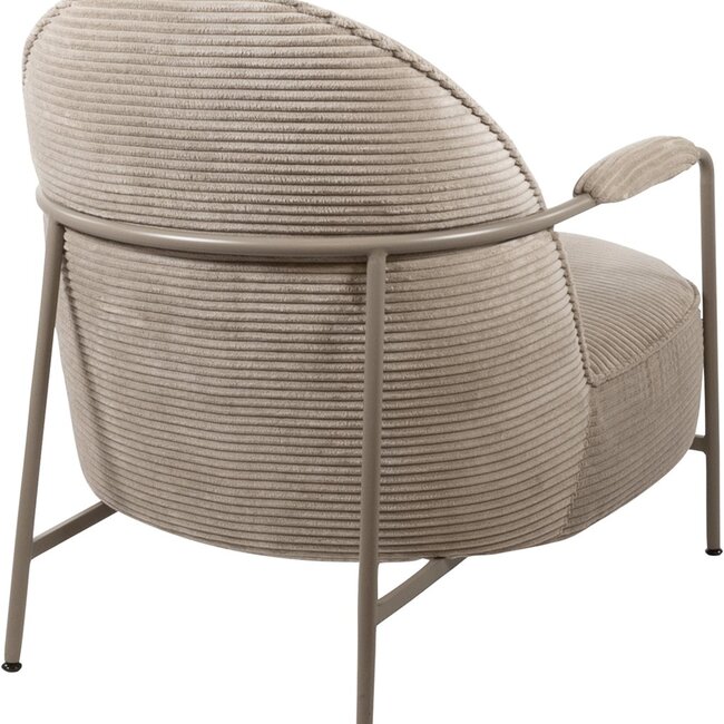 Brooz Moderne fauteuil Elton – ribstof sand met metalen frame