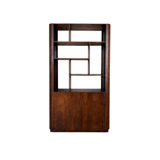 Brooz Ralph vakkenkast 120 cm – walnoot bruin met open vakken en deuren