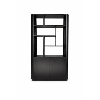 Brooz Ralph vakkenkast 120 cm – zwart met open vakken en deuren