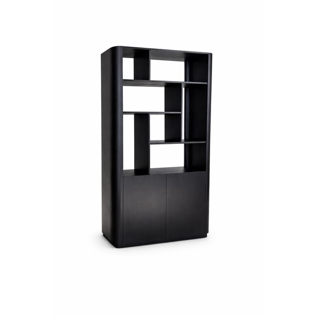 Brooz Ralph vakkenkast 120 cm – zwart met open vakken en deuren