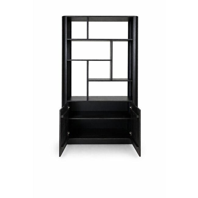 Brooz Ralph vakkenkast 120 cm – zwart met open vakken en deuren