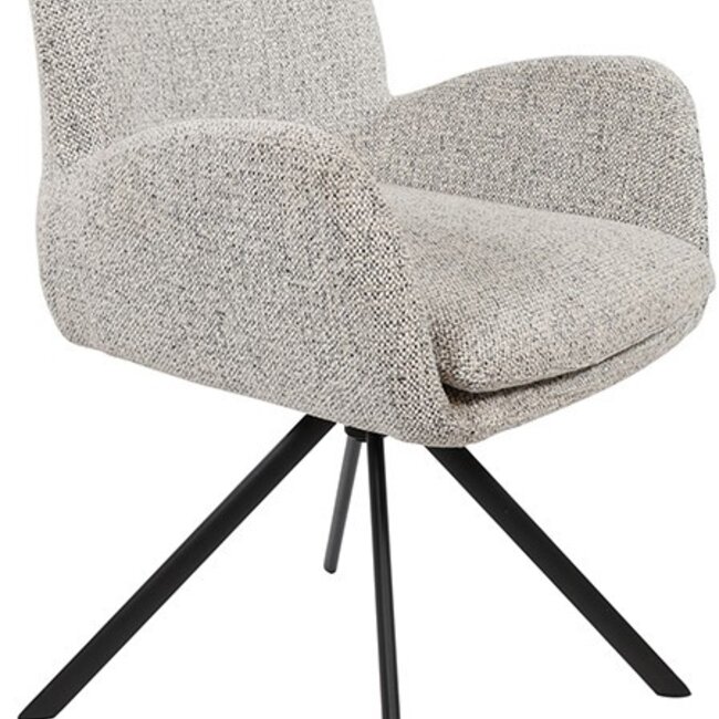 Brooz Charles armstoel – 360° draaibaar met zwarte draaipoot | Milan Salt 'n Pepper 105