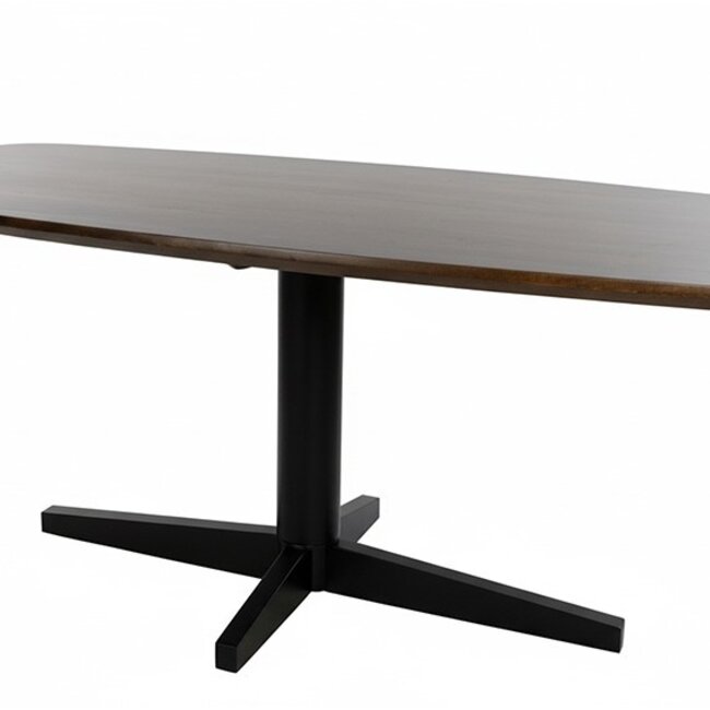Brooz Eetkamertafel 240 cm – Deens ovaal met zwarte poot | Mango Brown Walnut