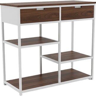 Brooz Montserrat Wandkast 86 cm – Opbergkast met 2 Lades en 3 Legplanken | Wit & Walnoot