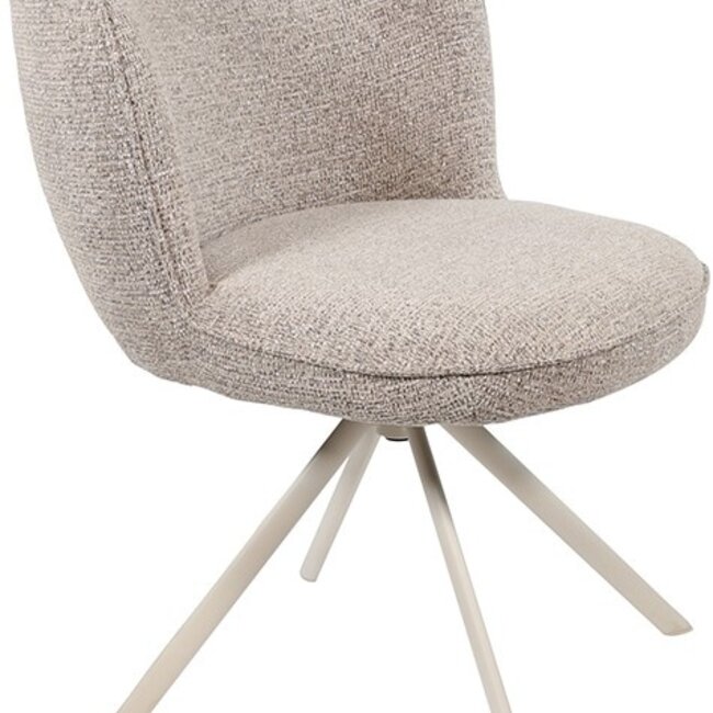 Brooz Kate eetkamerstoel set van 2 – 360° draaibaar met off-white onderstel | Present Sand