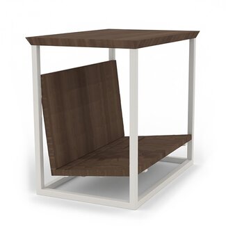 Brooz Grenada Lectuurbak – Moderne Tijdschriftenhouder met Walnootlook en Wit Metalen Frame