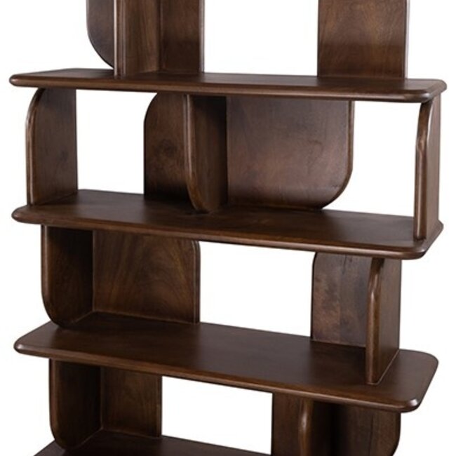 Brooz Oregano Boekenkast 90 cm – Mango Brown Walnut Open Vakkenkast van Mangohout