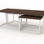 Brooz Haïti Salontafel Set van 3 – Moderne Nesting Tafels in Walnootlook en Wit Metaal