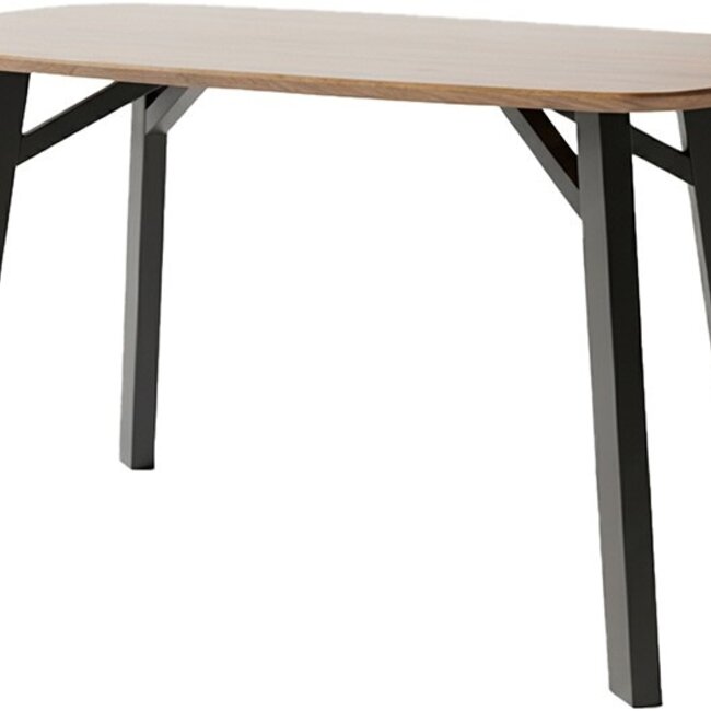 Brooz Bartafel Deens Ovaal 160 cm – Mango Smooth Natural met Zwart Onderstel