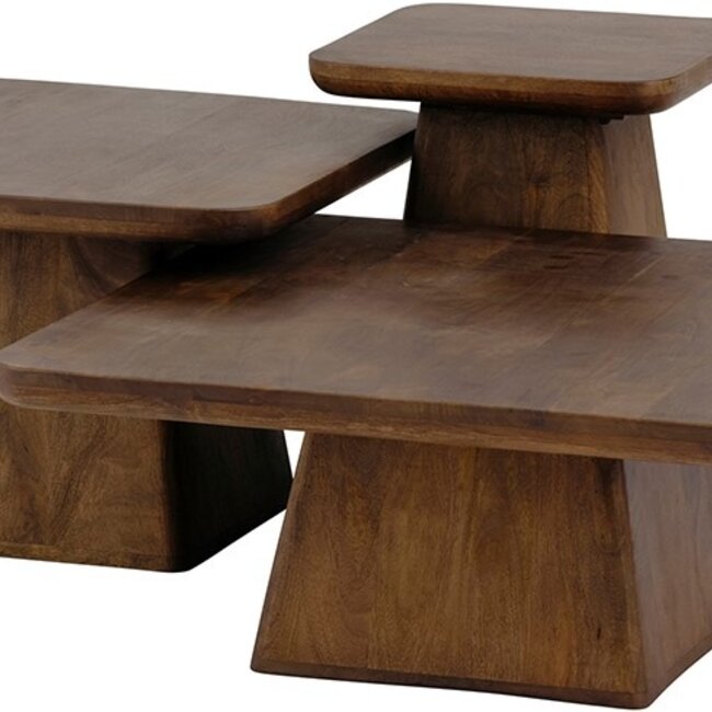 Brooz Salontafel 60 cm Mango Brown Walnut – Compacte Vierkante Design Salontafel