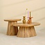 Brooz Salontafel 90 cm Ovaal – Natuurlijke Houten Salontafel met Geribbelde Poot