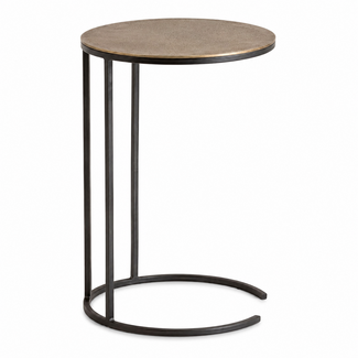 Brooz Monocle laptoptafel Ø35 cm – Brass Antique met zwart metalen frame