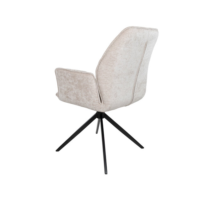 Brooz Riva Eetkamerstoel Vibe Beige 08 – Draaibare Armstoel met Zwarte Spinpoot (Set van 2)