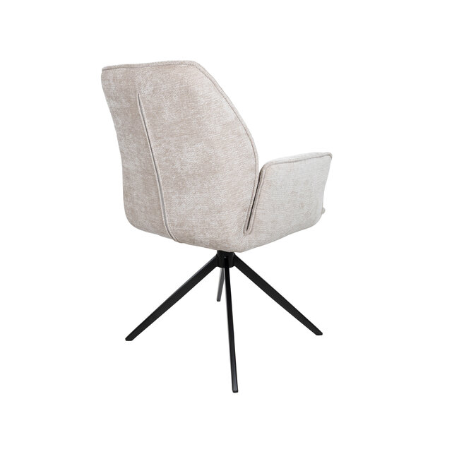 Brooz Riva Eetkamerstoel Vibe Beige 08 – Draaibare Armstoel met Zwarte Spinpoot (Set van 2)