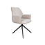 Brooz Riva Eetkamerstoel Vibe Beige 08 – Draaibare Armstoel met Zwarte Spinpoot (Set van 2)