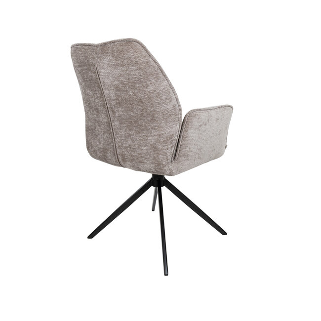 Brooz Riva Eetkamerstoel Vibe Liver 21 – Draaibare Armstoel met Zwarte Spinpoot (Set van 2)