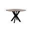 Brooz Eetkamertafel Ø150 cm Mango Brown Walnut – Ronde Eettafel met Zwarte Designpoot