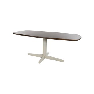 Brooz Eetkamertafel 220 cm Deens Ovaal – Mango Brown Walnut met Beige Designpootq