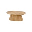 Brooz Salontafel 90 cm Ovaal – Natuurlijke Houten Salontafel met Geribbelde Poot