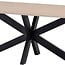 Brooz Deens Ovale Eettafel Akagi Ashblond 180 cm – Houten Eettafel met Zwart Kruispoot Onderstel