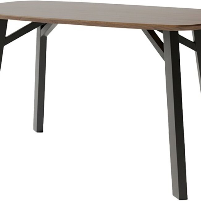 Brooz Bartafel 160 cm Deens Ovaal – Mango Dark Malt met zwart metalen onderstel