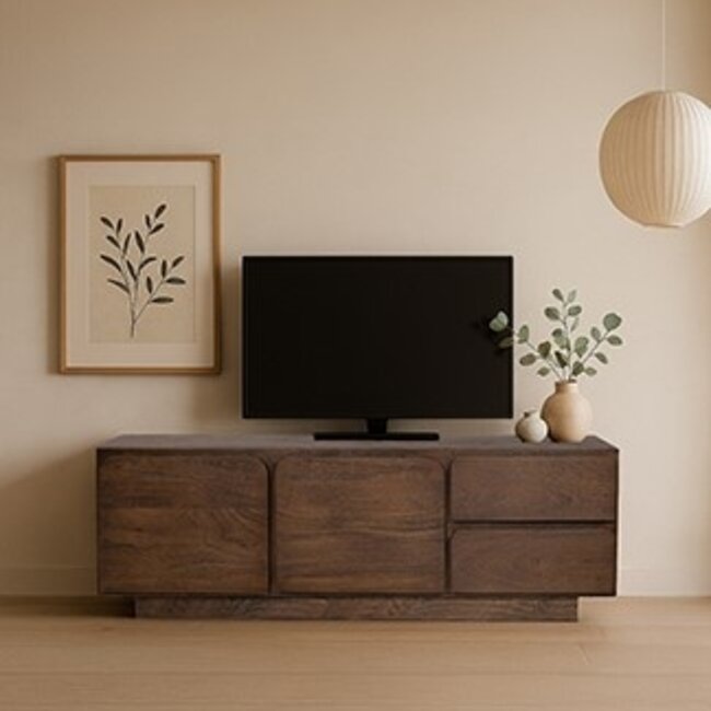 Brooz TV-dressoir 190 cm – 3 deuren & 2 lades | Mango Dark Malt