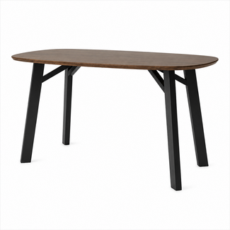 Brooz Bartafel 160 cm Deens Ovaal – Mango Dark Malt met zwart metalen onderstel