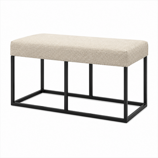 Brooz Cuadrado hocker 90 cm rechthoek – Alpine Ivory met zwart metalen onderstel