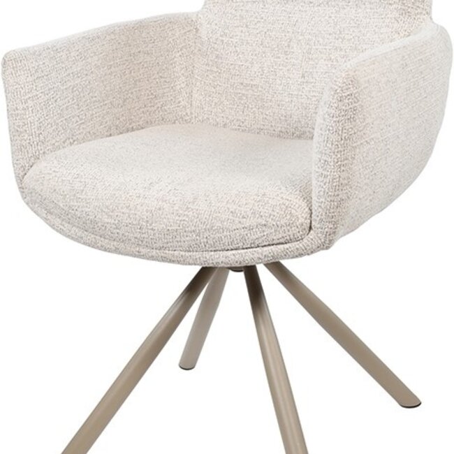 Brooz Armstoel Harry Present Champagne 120 | Taupe Draaipoot | 360° Draaibaar | Set van 2