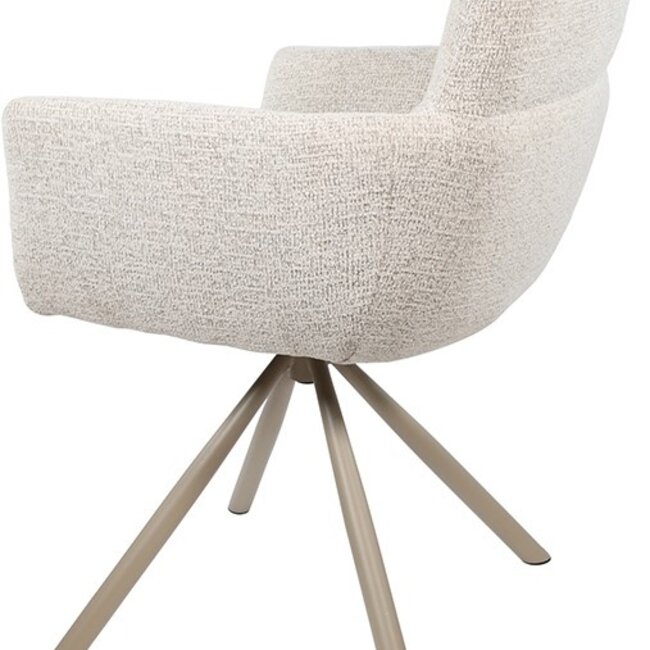 Brooz Armstoel Harry Present Champagne 120 | Taupe Draaipoot | 360° Draaibaar | Set van 2