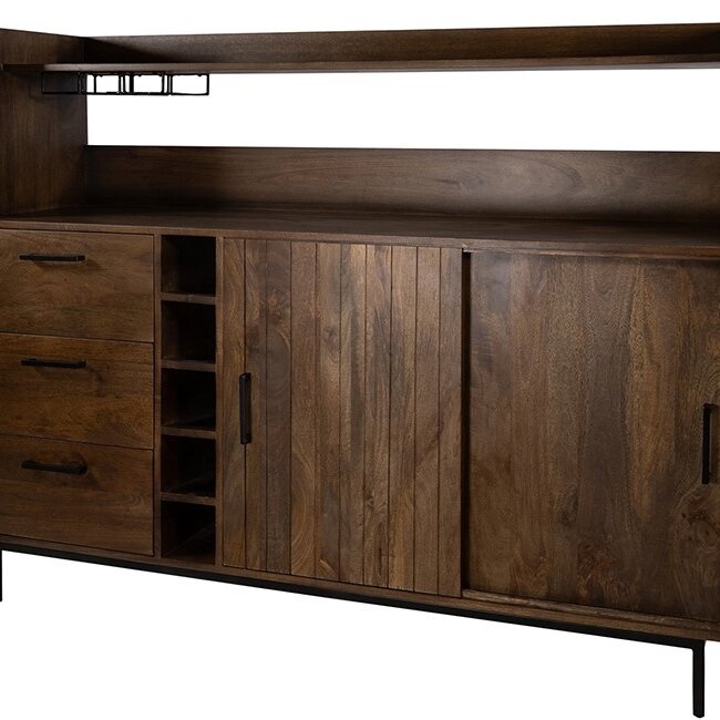 Brooz Barkast 160 Mango Brown Walnut | 2 Schuifdeuren & 3 Lades