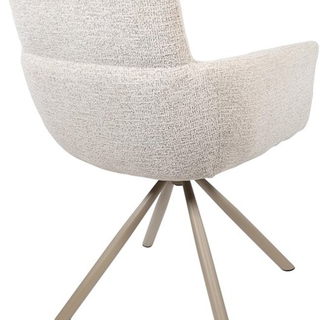 Brooz Armstoel Harry Present Champagne 120 | Taupe Draaipoot | 360° Draaibaar | Set van 2