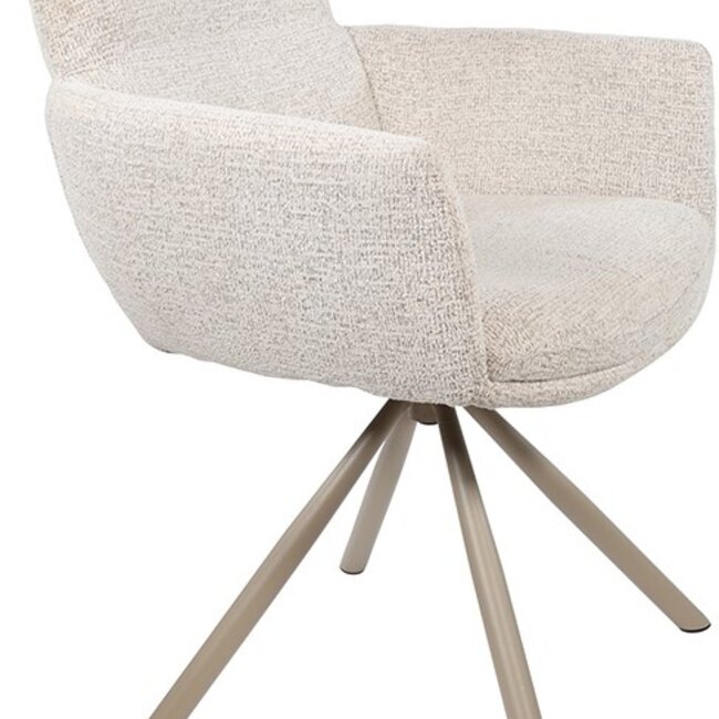 Brooz Armstoel Harry Present Champagne 120 | Taupe Draaipoot | 360° Draaibaar | Set van 2