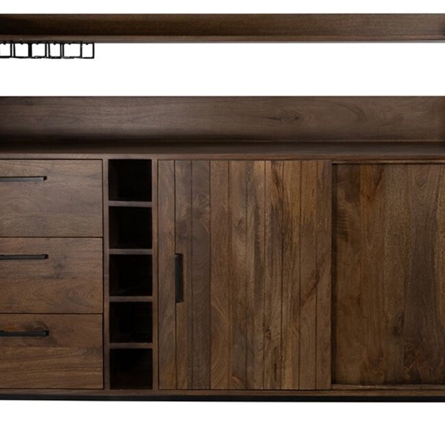 Brooz Barkast 160 Mango Brown Walnut | 2 Schuifdeuren & 3 Lades