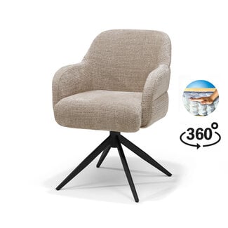 RV Design Armstoel Austin Cremona 14 Beige | Zwarte Draaivoet | 360° Draaibaar