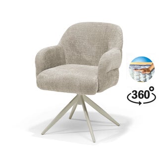 RV Design Armstoel Austin Cremona 02 Ecru | Beige Draaivoet | 360° Draaibaar