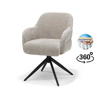 RV Design Armstoel Austin Cremona 04 Natural | Zwarte Draaivoet | 360° Draaibaar