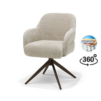 RV Design Armstoel Austin Cremona 02 Ecru | Anodic Brown Draaivoet | 360° Draaibaar